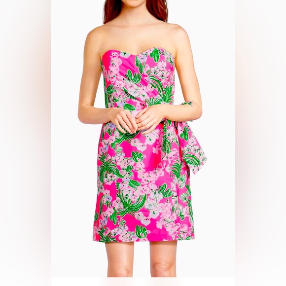 lilly pulitzer pink bow dress Carlynn Satin Maxi Bow Dress